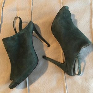 White House Black Market Green Suede Open toe shoe